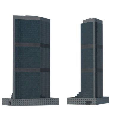 Gökdelen binaları beyaz üzerine izole edilmiş - 3d illüstrasyon