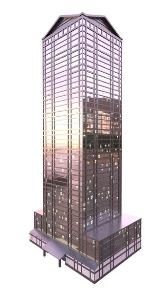 Skyscraper Buildings Isolated White Illustration — Stockfoto