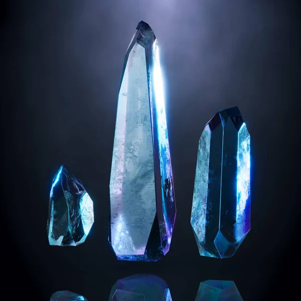 3d rendering of a crystal on a dark background