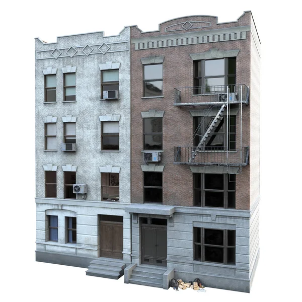 Apartment Blocks Isolated White Illustration — 图库照片
