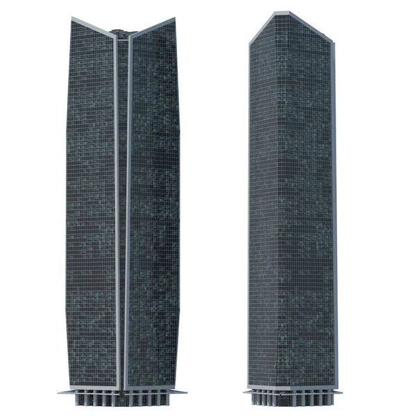 Skyscraper Gebouwen Geïsoleerd Wit Illustratie — Stockfoto