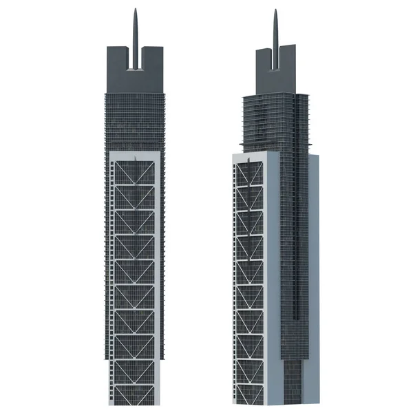 Skyscraper Gebouwen Geïsoleerd Wit Illustratie — Stockfoto