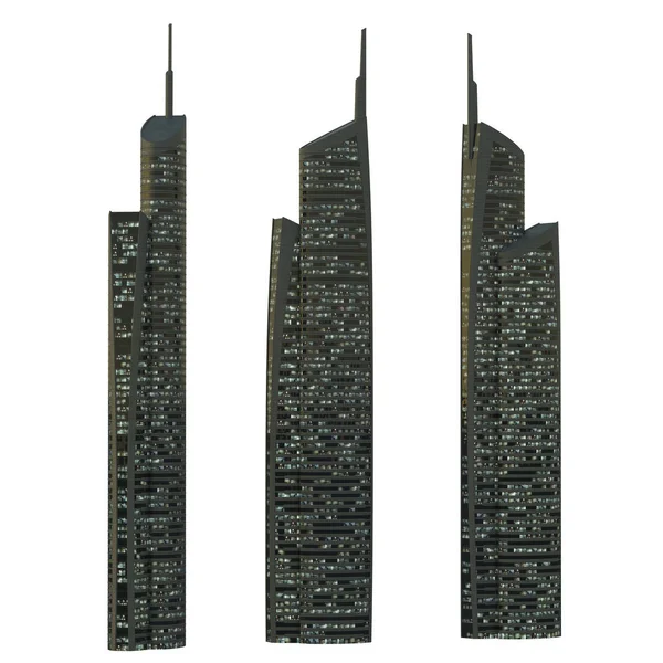 Skyscraper Buildings Isolated White Illustration — Stock Photo, Image