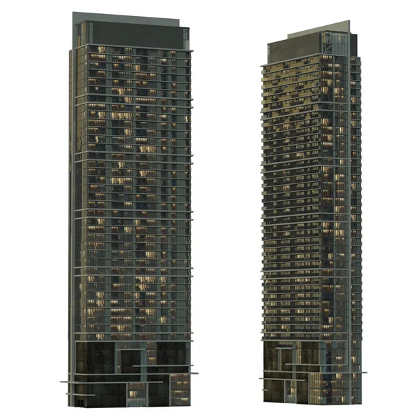 Skyscraper Buildings Isolated White Illustration — Stock Photo, Image