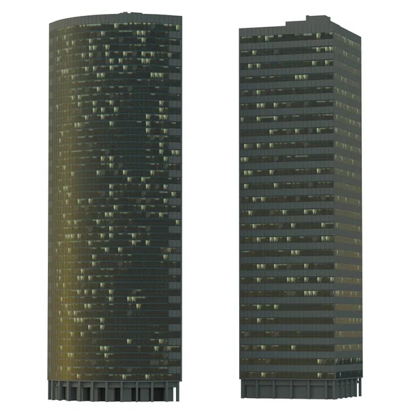 Skyscraper Buildings Isolated White Illustration — Stockfoto