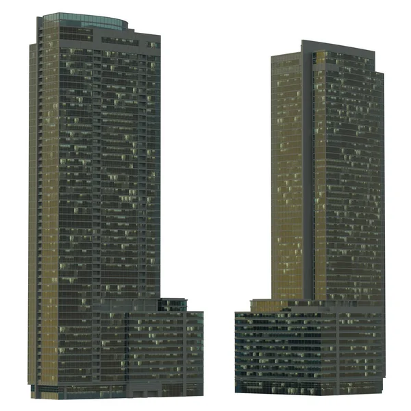 Skyscraper Buildings Isolated White Illustration — Stock Fotó