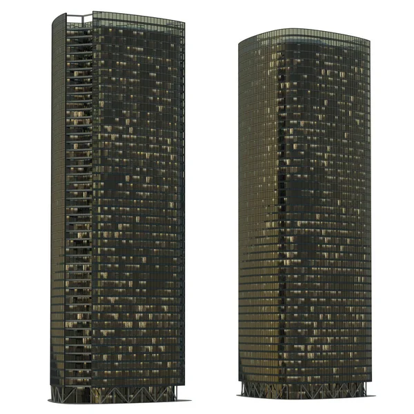 Skyscraper Buildings Isolated White Illustration — Stockfoto
