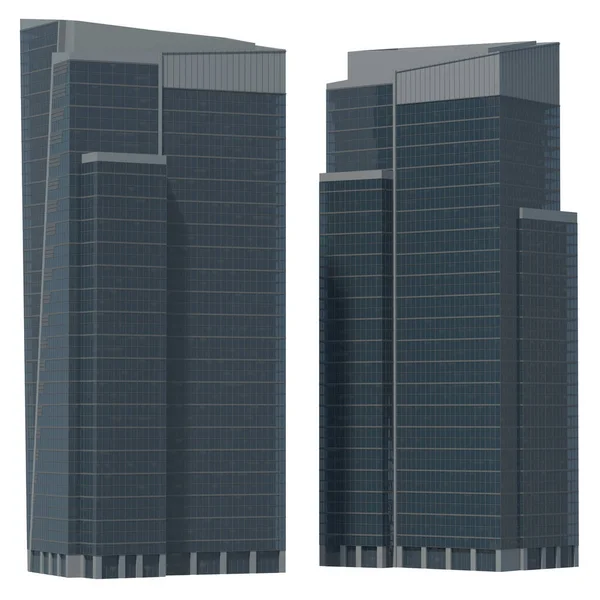 Skyscraper Buildings Isolated White Illustration — Fotografia de Stock