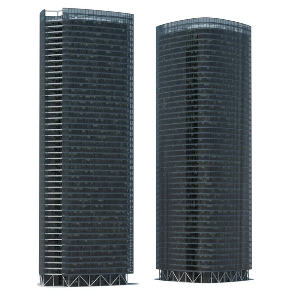 Skyscraper Buildings Isolated White Illustration —  Fotos de Stock