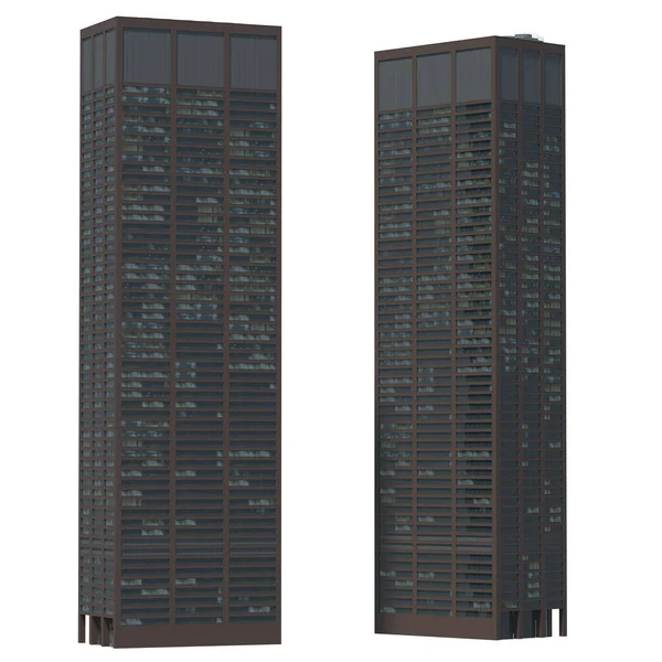 Skyscraper Buildings Isolated White Illustration — Foto Stock