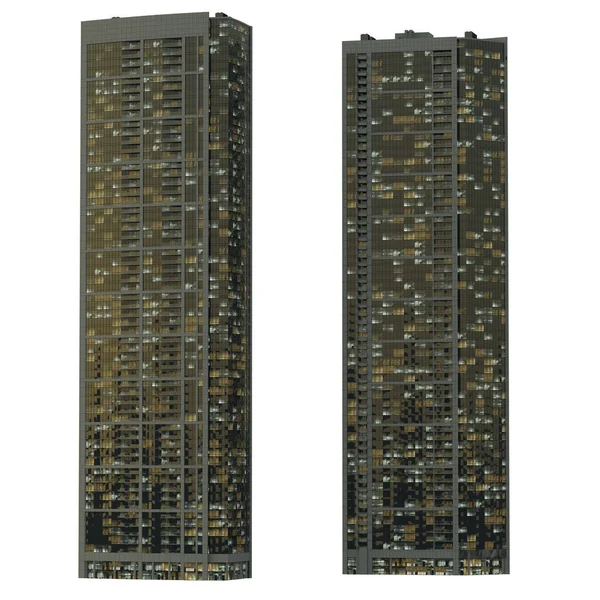 Skyscraper Buildings Isolated White Illustration — Stockfoto