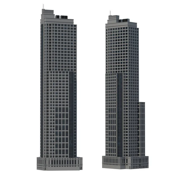 Skyscraper Gebouwen Geïsoleerd Wit Illustratie — Stockfoto