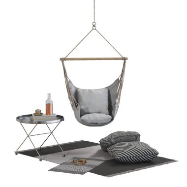 3D çizim - Salıncak bahçe mobilyası