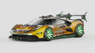 Markasız, jenerik konsept bir arabanın 3 boyutlu çizimi