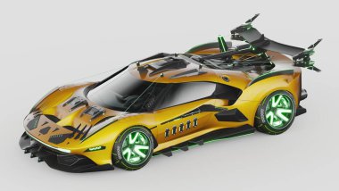 Markasız, jenerik konsept bir arabanın 3 boyutlu çizimi