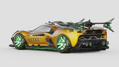 Markasız, jenerik konsept bir arabanın 3 boyutlu çizimi