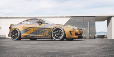 Markasız, jenerik konsept bir arabanın 3 boyutlu çizimi