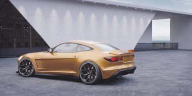 Markasız, jenerik konsept bir arabanın 3 boyutlu çizimi