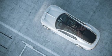 Markasız, jenerik konsept bir arabanın 3 boyutlu çizimi