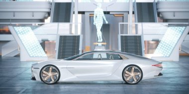 Markasız, jenerik konsept bir arabanın 3 boyutlu çizimi