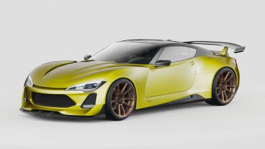 Markasız, jenerik konsept bir arabanın 3 boyutlu çizimi