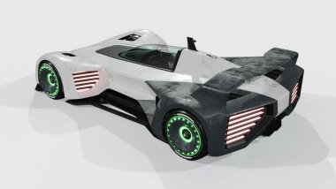 Markasız, jenerik konsept bir arabanın 3 boyutlu çizimi