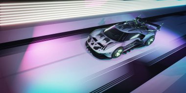 Markasız, jenerik konsept bir arabanın 3 boyutlu çizimi