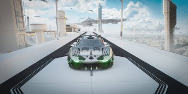 Markasız, jenerik konsept bir arabanın 3 boyutlu çizimi