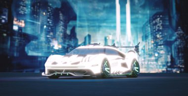 Markasız, jenerik konsept bir arabanın 3 boyutlu çizimi