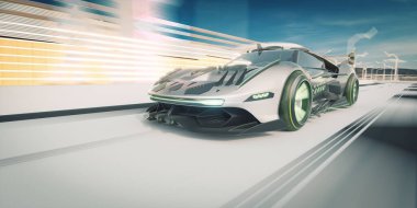 Markasız, jenerik konsept bir arabanın 3 boyutlu çizimi