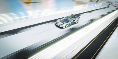 Markasız, jenerik konsept bir arabanın 3 boyutlu çizimi