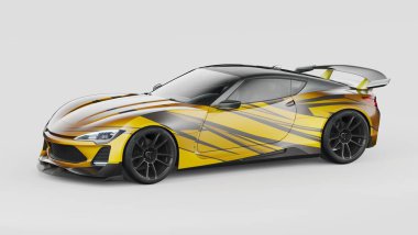 Markasız, jenerik konsept bir arabanın 3 boyutlu çizimi