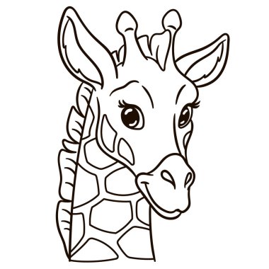 Zürafa çizgi film çizimi. Tişörtler, kupalar, etiketler, bebek odası duvarları, tebrik kartları vs. için şirin bebek resimleri.. 