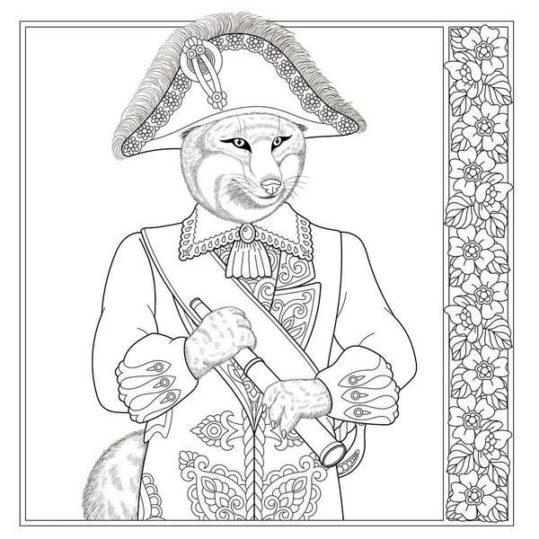 Fox Animal Portrait Fairytale Design Coloring Book Page Adults Kids — ストックベクタ