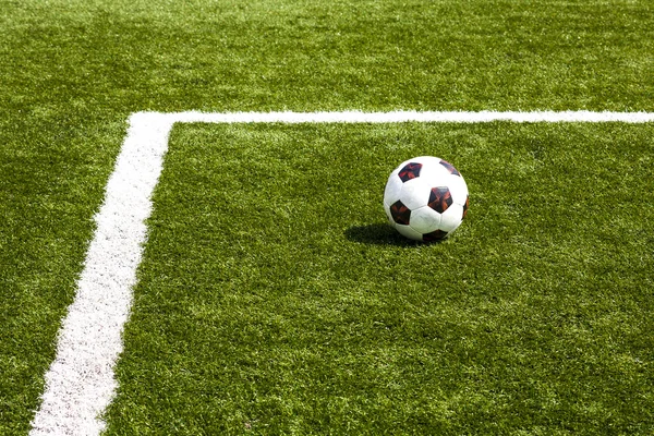 Lines of a soccer's field and ball. — Stock Photo, Image