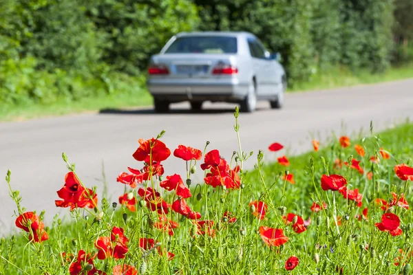 Voiture conduisant sur la route. Voyage sûr et agréable . — Photo