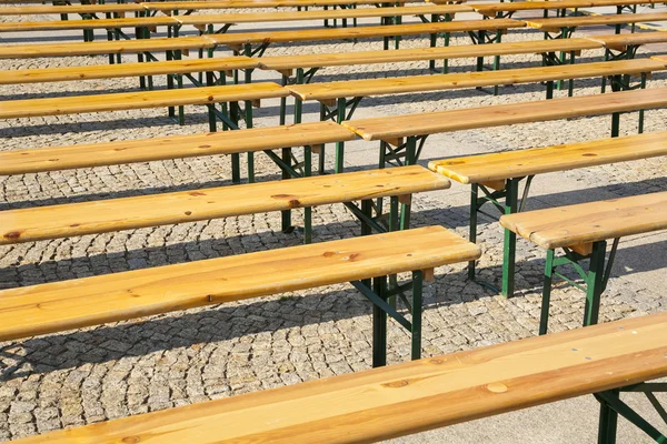 Benches on metal supports. — Stock Photo, Image