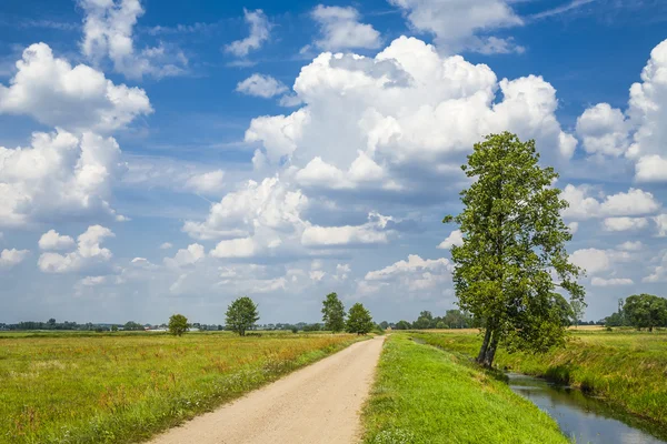 Zemědělská krajina, mraky na obzoru. — Stock fotografie