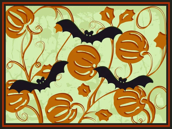 Bats and pumpkins — Stock Vector