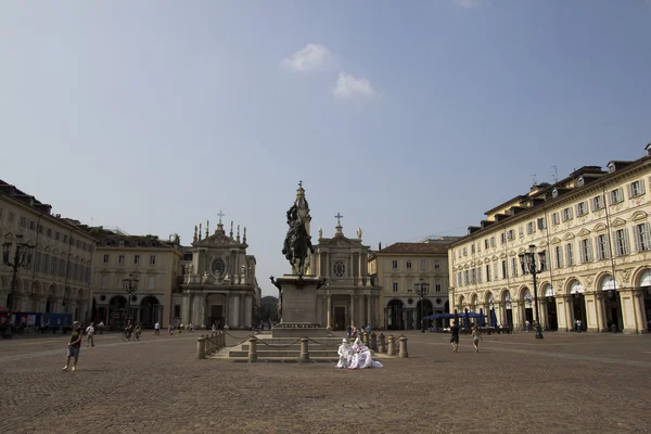 Piazza San Carlo Torinóban — Stock Fotó