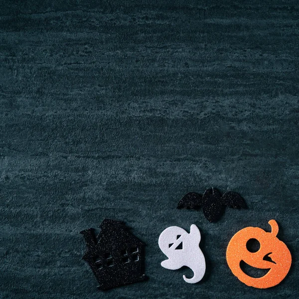 Bovenaanzicht Van Halloween Concept Decoratie Non Woven Stof Donker Zwarte — Stockfoto