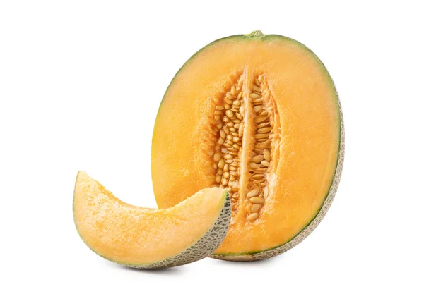 Nahaufnahme Von Schönen Leckeren Scheiben Geschnittenen Saftigen Cantaloupe Melone Moschusmelone — Stockfoto