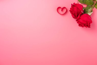 Sevgililer Günü hediyesi olarak güllerin en üst görüntüsü.