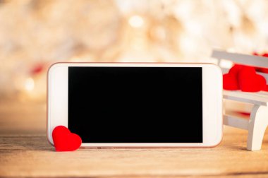 Sevgililer Günü arkaplan tasarım şablonunu akıllı telefonlu kapat
