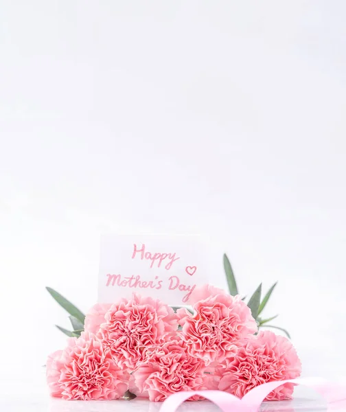 Top View Elegance Blooming Sweet Pink Color Tender Carnations Isolated — Stock Photo, Image