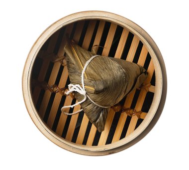Zongzi, pirinç köftesi - Duanwu ejderha botu festivalinin ünlü yemek konsepti kırpma yolu ile kesilmiş, beyaz arka planda izole edilmiş