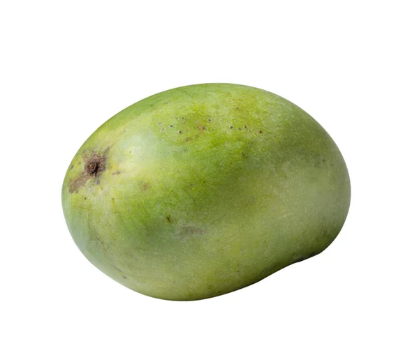 Närbild Vackra Läckra Gröna Mogen Mango Isolerad Vitt Bord Bakgrund — Stockfoto