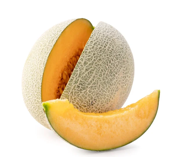 Nahaufnahme Von Schönen Leckeren Scheiben Geschnittenen Saftigen Cantaloupe Melone Moschusmelone — Stockfoto