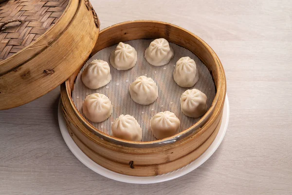 Gestoomde Varkenssoep Knoedels Genaamd Xiao Lange Bao Xiaolongbao Taiwan Taiwanese — Stockfoto