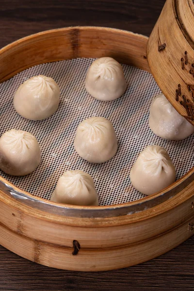 Gestoomde Varkenssoep Knoedels Genaamd Xiao Lange Bao Taiwan Taiwanese Beroemde — Stockfoto